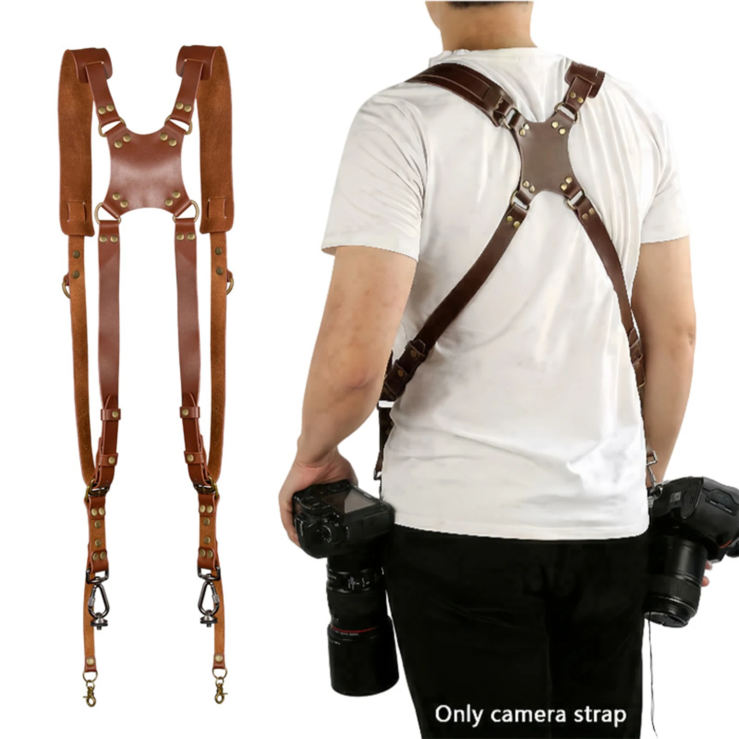 Leather Camera Strap For DSLR/SLR Strap Adjustable Double Shoulder Camera Strap Portable Outdoor Photography Equipment