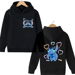 Sweat à capuche Anime Stitch pour enfants, vêtements de dessin animé pour enfants, sweat-shirt Manga, haut décontracté pour bébé, Y2K, garçon et fille, CAN o and Stitch