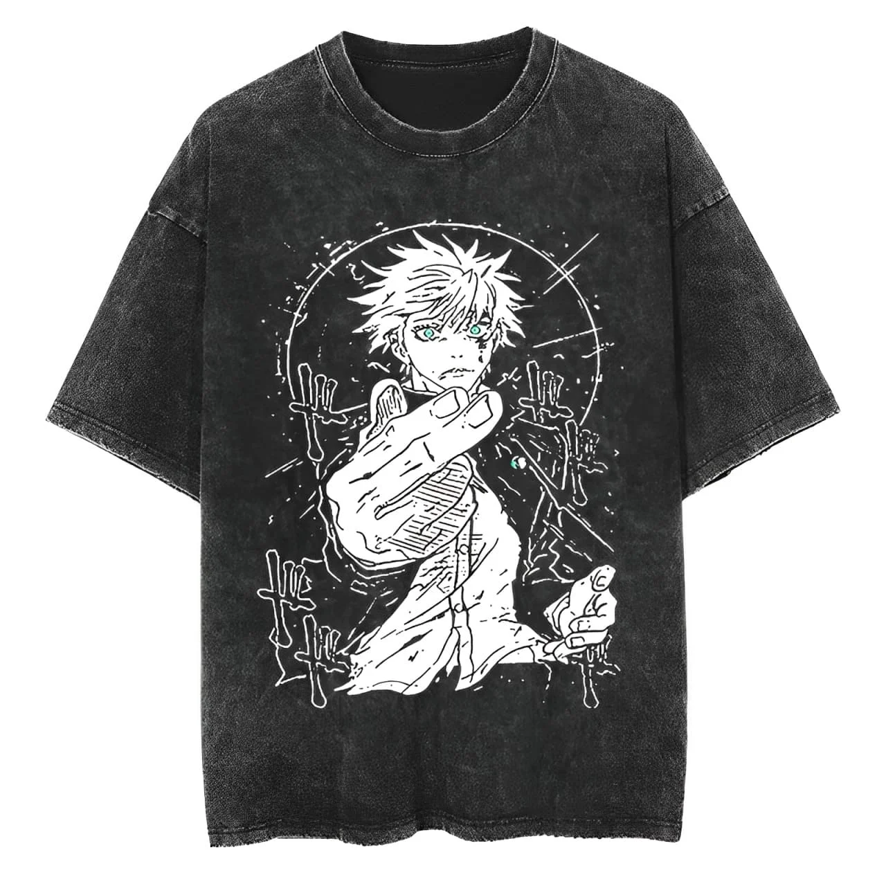 

Футболка Jujutsu Kaisen Gojo Satoru, фиолетовая, с графическим принтом, мужская, с эффектом кислотной стирки, оверсайз, уличный стиль, аниме, ретро, хлопковая, топ-футболка