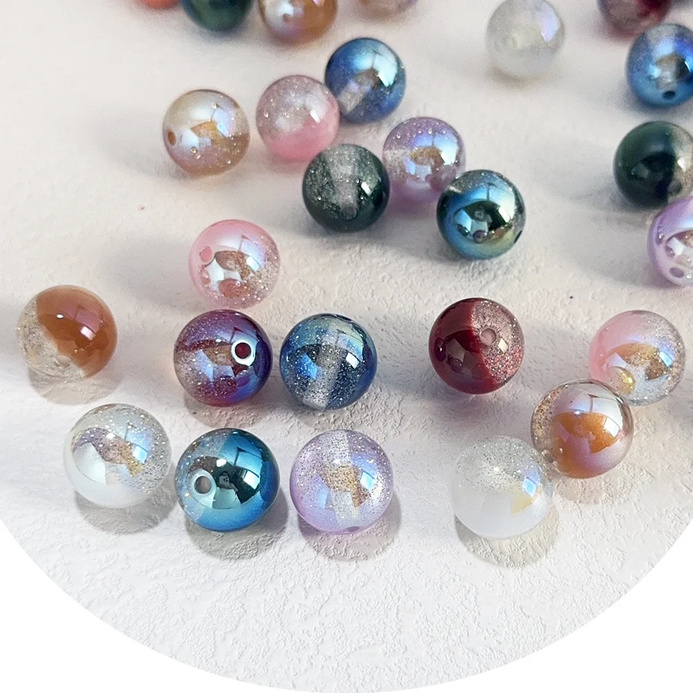 Сердечный дизайн 100 шт. 16*16 мм DIY бусины/блестящий порошок с эффектом Авроры/ручная работа/ювелирные аксессуары/круглая форма/смола # 18288