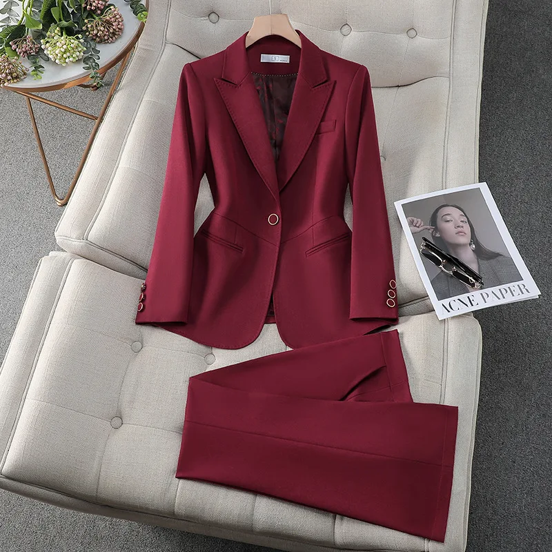 

High-End Red Suit Women2024New Spring and Autumn Business Temperament Goddess Fan High End Beauty Salon Workwear