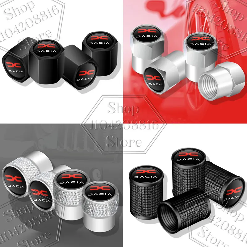 4Pcs Car Metal Tire Valve Caps Tyre Air Stem Dustproof Cover For Dacia Duster Spring Logan Sandero Stepway Lodgy MCV Accessories