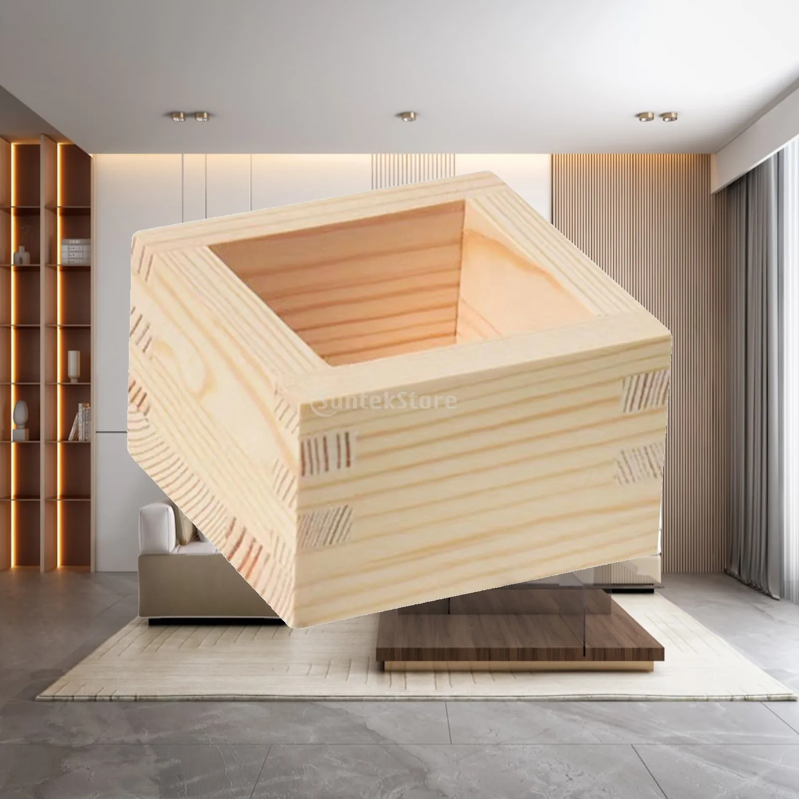 Caja organizadora cuadrada de madera para guardar joyas, artículos de manualidades, objetos de colección y regalos, con tapa y diseño decorativo.