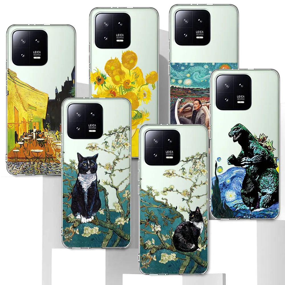 Van Gogh Starry Cool Art Case for Xiaomi Mi 11T 12 12X 13 10T 12T 10 11 5X A1 A3 CC9E 9T Pro A2 9 CC9 11i 8 Lite TPU Soft Cover