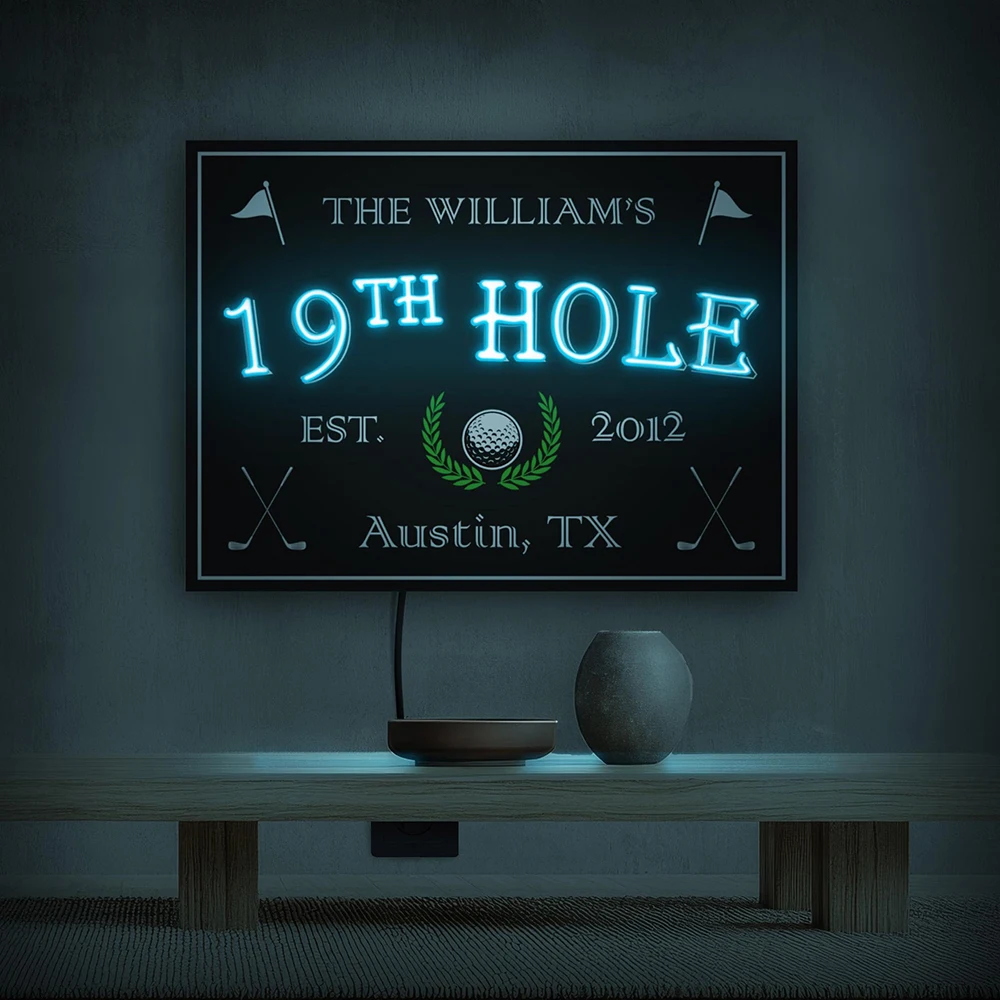 19th Hole Sign Custom Golf Club Neon Artwork Acrylic LED Night Light for Business Room Bar Wall Decoration Light Signs