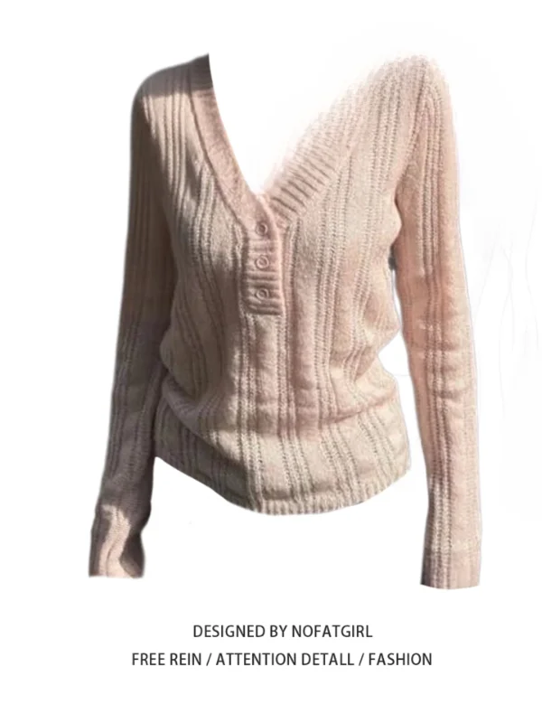 

Женский осенний топ больших размеров в корейском стиле, цвета Pure Desire Lotus Pink, с V-образным вырезом, трикотажный, утягивающий, базовый слой