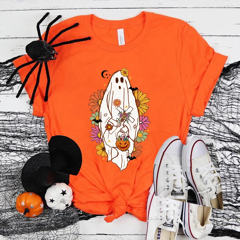 

(Premium T-shirt)Hot Sales Halloween Ghost T Shirts Women Summer Cool Short Sleeves Personality Harajuku T-Shirt(Fast Delivery)