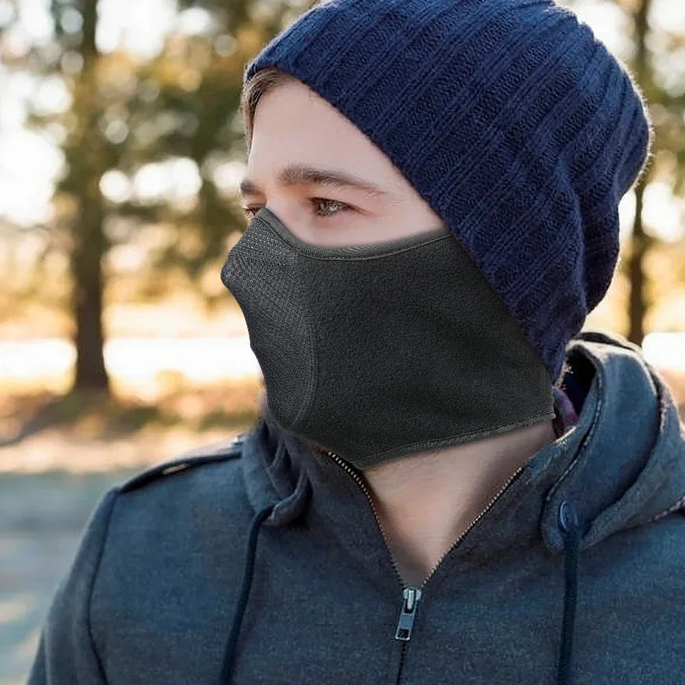 Winter Balaclava Fleece Warmer Motorcycle Face Mask Breathable Half Ski Mask Scarf Motorbike Cycling Bicycle Biker Bandana Cover