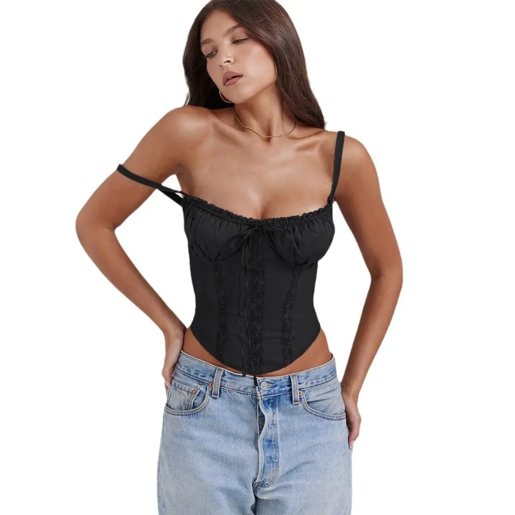 

Women's Lace Camisole Vest Sleeveless Strapless European American Style Autumn Winter Hot Fashion by French Designers