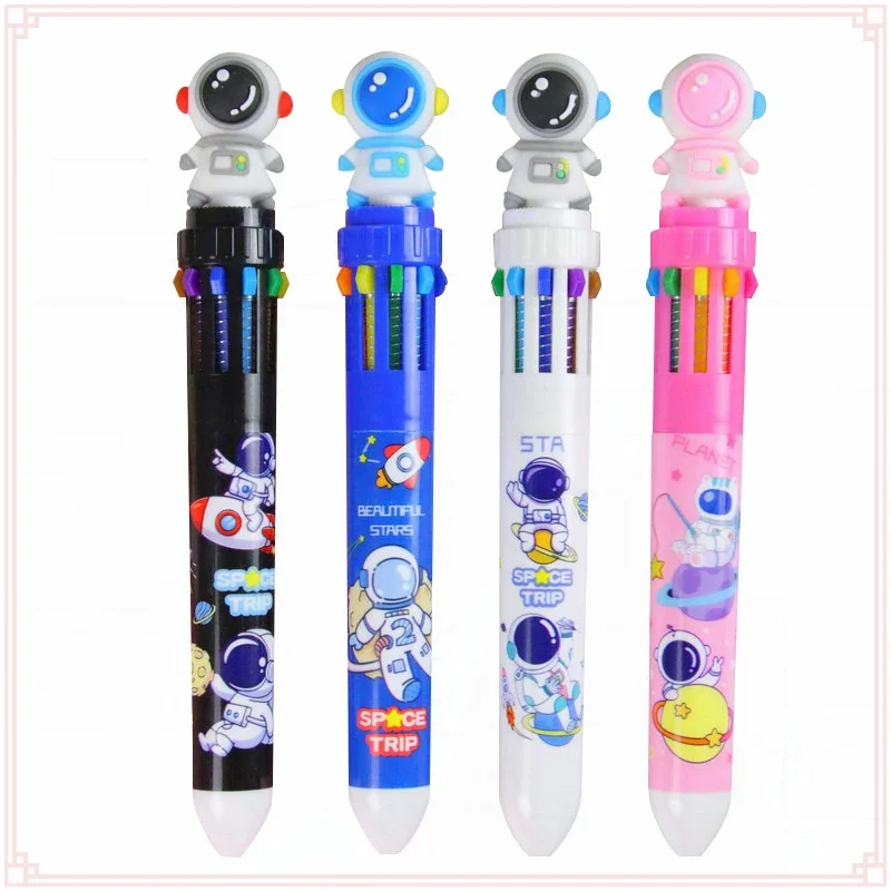 12 Pcs Wholesale Cartoon Astronaut Dinosaur 10 Colors Capybara Ballpoint Pens, Colorful Writing Supplies for School and Drawing