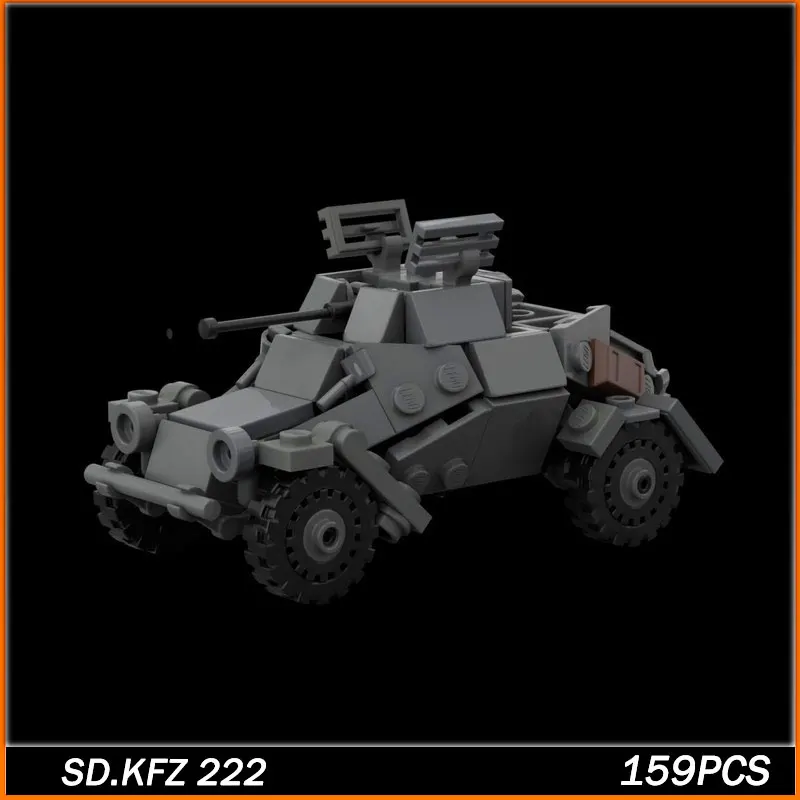 

MOC военная машина серии Германия разведчик бронеавтомобиль Sd.Kfz 222 MOC строительные блоки кирпичи модель сборки игрушки 159 шт.