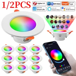 1/2PCS 10/15W Tuya-LED Downlight Bluetooth LED Smart Decke Licht Motion Sensor Dimmbare RGB Lampe APP Fernbedienung Smart Leben