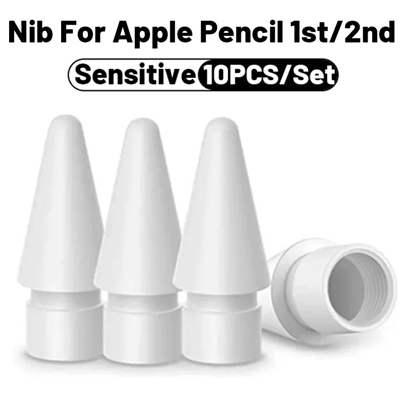 10/1Pcs Pencil Tips for Apple Pencil 1st / 2nd Generation iPencil Sensitivity Nibs Compatible for iPad Pro Pencil 1/2 Spare Nib