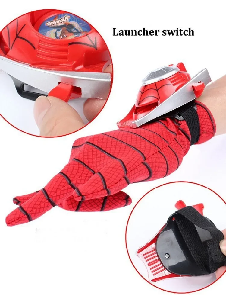 Cosplay Spider Man fliegende Untertasse Launcher Handschuh führte Licht maske setzt Kostüm Kostüm Party Anime Bühnenshow Requisiten Geschenk