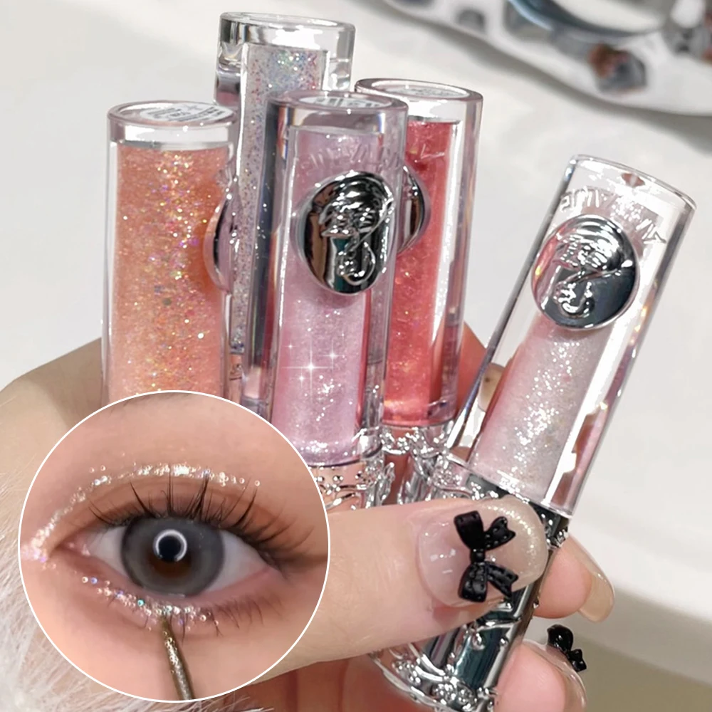 Parelwitte Diamant Vloeibare Oogschaduwstok Waterdichte Blijvende Hoogtepunt Lovertjes Glitter Oogschaduw Liggende Zijderups Ogen Make-Up Cosmetisch