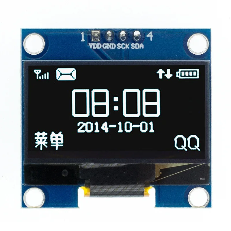 وحدة عرض LED OLED ، SPI ، IIC ، I2C ، تواصل باللون الأبيض والأزرق ، شاشة LCD x 64 ، وحدة عرض LED