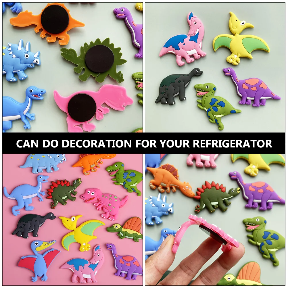 12 Pcs Fridge Magnet Dinosaur Kids Refrigerator Educational Ornament Silicone Decor