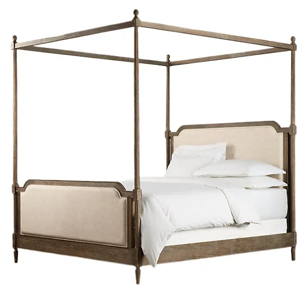 

Light luxury French retro double bed European princess bed American rural all solid wood simple bed