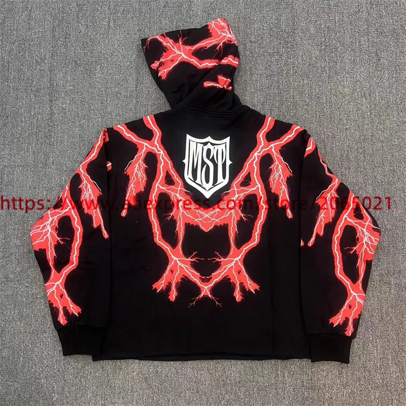 2024fw Missing Since Thursday 3M Red Lightning THUNDER Hoodie Men Women Hooded Pullovers