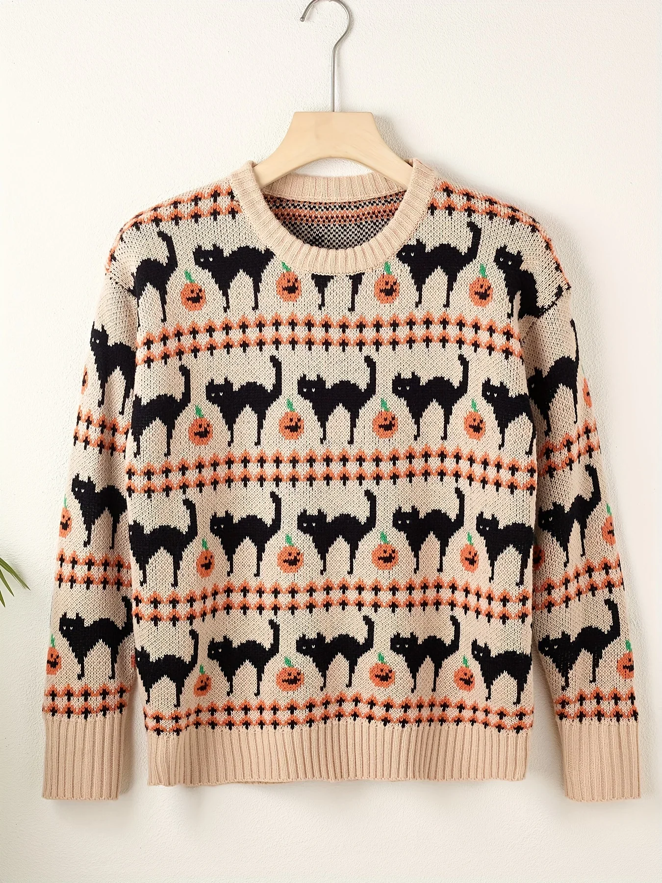 

Pattern Sweater Women's Casual Long Sleeve Knitted Pullover Round Neck Knit Fashion Woman Sweaters Autumn Casual Female Clothes