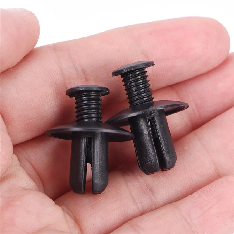 50pcs 8mm Auto Car Bumper Fender Retainer Push Black Plastic Clips Fasteners Universal Automotive Plastic Expansion Screw Clip