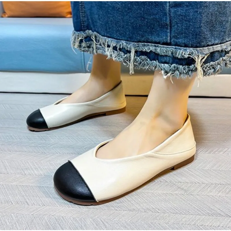 

Single-Layer Shoes Women Spring and Autumn Solid Shallow Flat Soft Bottom Elegant Pregnant Mother Slip-on Moccosins Plus Size 43