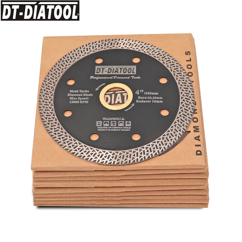 

DIATOOL 10pcs Diamond Cutting Disc Cutting Wheel Mesh Turbo Saw Blades for Tile Porcelain Marble Dia 4"