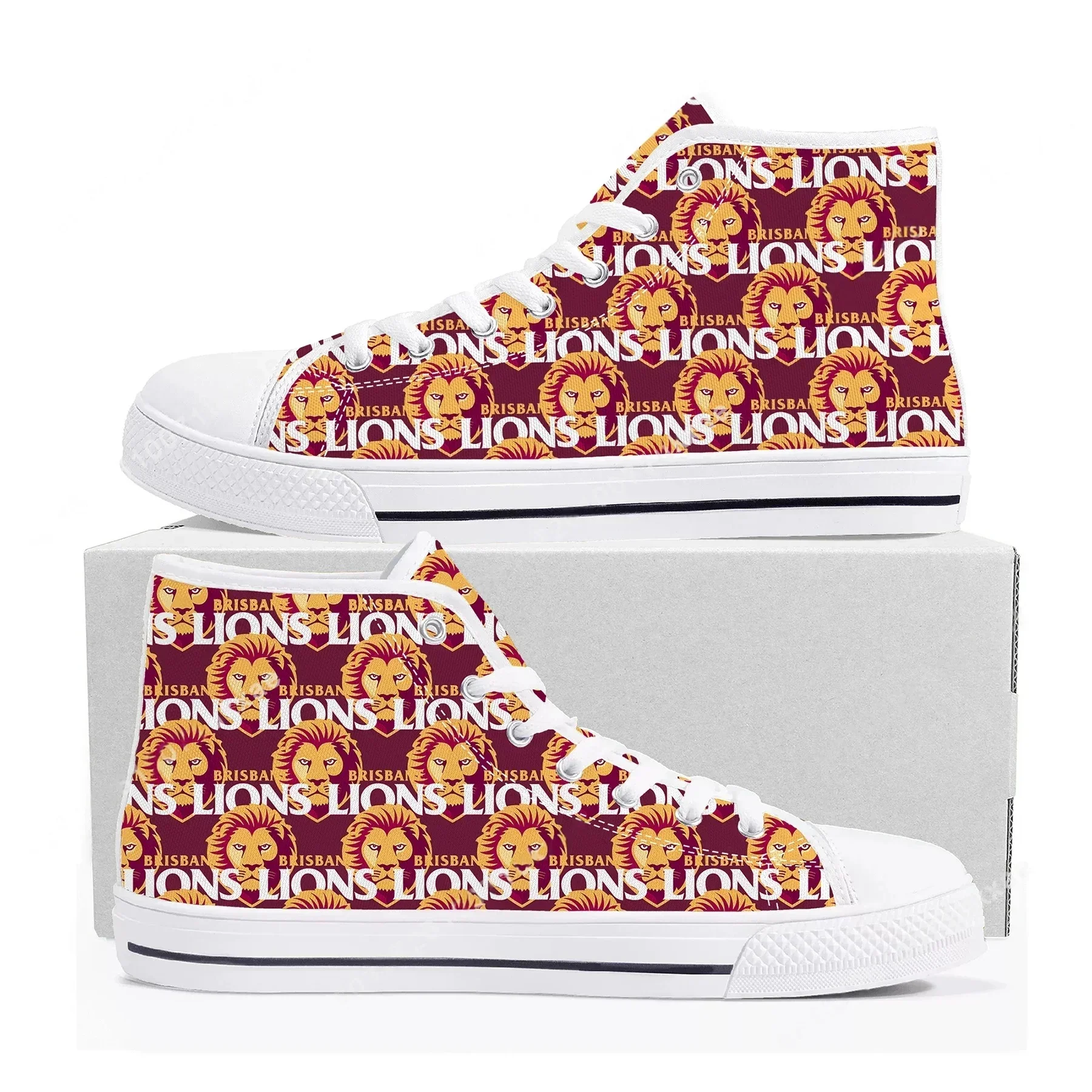 

Кроссовки Brisbane Lions Australian Football High Top для мужчин, женщин и подростков, высококачественные кеды из канваса, повседневная обувь на заказ