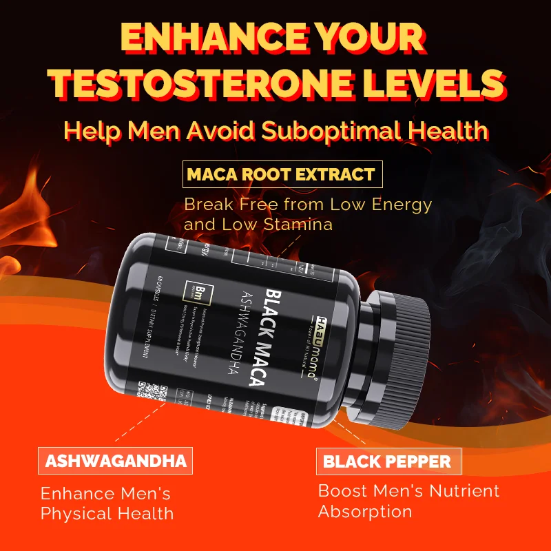 HABUMAMA Black Maca Booster for Men - Maca Supplements for Health, Energy & Endurance, Muscle Mass