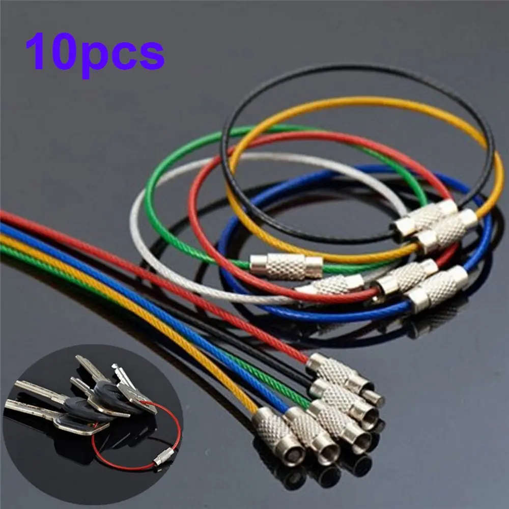 

Camping Outdoor Loop with Screw Lock Gadget Stainless Steel Rope Ring Key Holder Keychain Keyring Circle