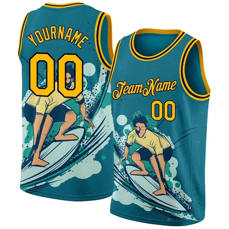 

Custom Name Hawaiian Men Tank Top 2025 Summer Tropical Beach Vest Kids Sports Basketball Surf Tees Sleeveless Mesh T-Shirt