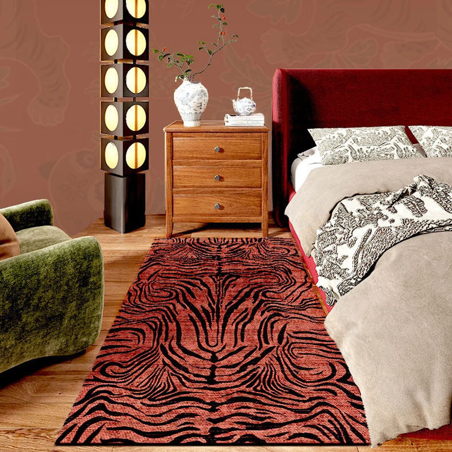 Bedroom Rug Retro Bedside Long Strip Runner Rugs Short Plush Soft Nordic Floor Mat Living Room Hallway Carpet Home Decoration 러그