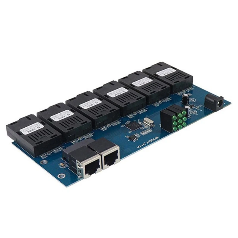 

Ethernet Switches 100M Fiber Optics Media Converters 2 RJ45 to 6SC Optics Connection 1310nm/1550nm Port PCBA Board 20KM