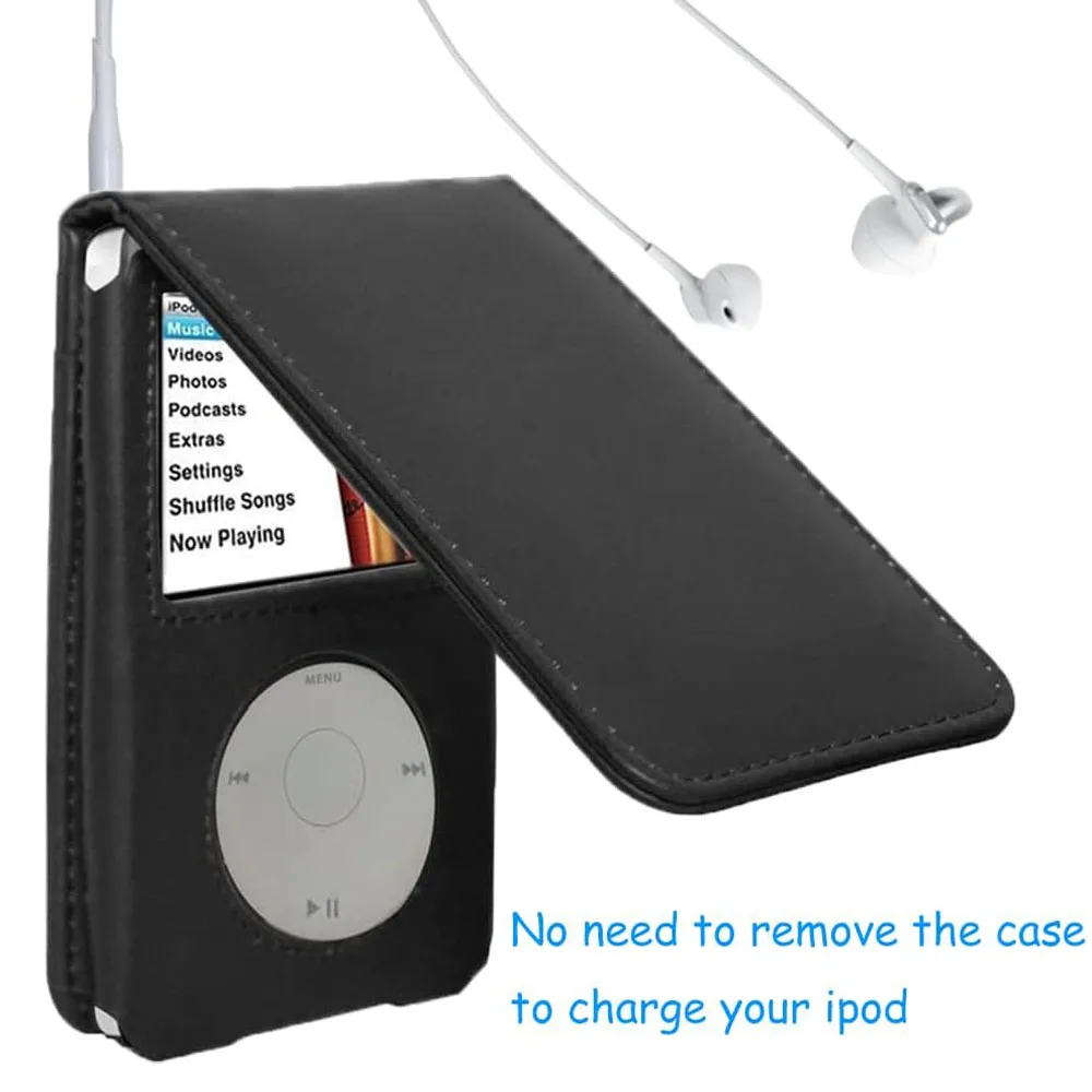 Flip Leather Protective Case Cover for Apple iPod Classic 6th 7th 80G 120G Thin 160G iPod Video 5th 30GB + Screen Protector