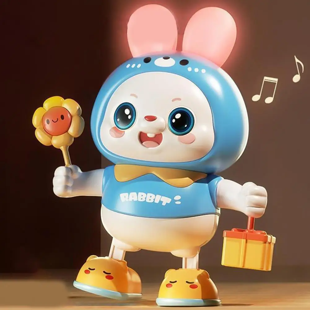 Blinking Rabbit Toy Battery-powered Cartoon Bunny Doll Adorable Electronic Dancing Rabbit Toy with Light Early for Kids