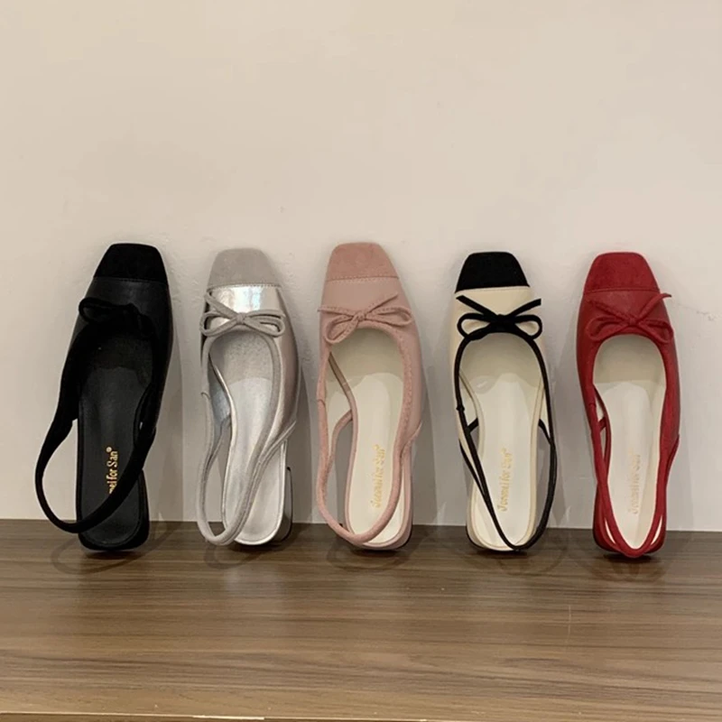 

SUOJIALUN 2025 Autumn New Women Sandal Fashion Mix Color Ladies Elegant Slip On Mules Shoes Square Low Heel Dress Slingback Shoe