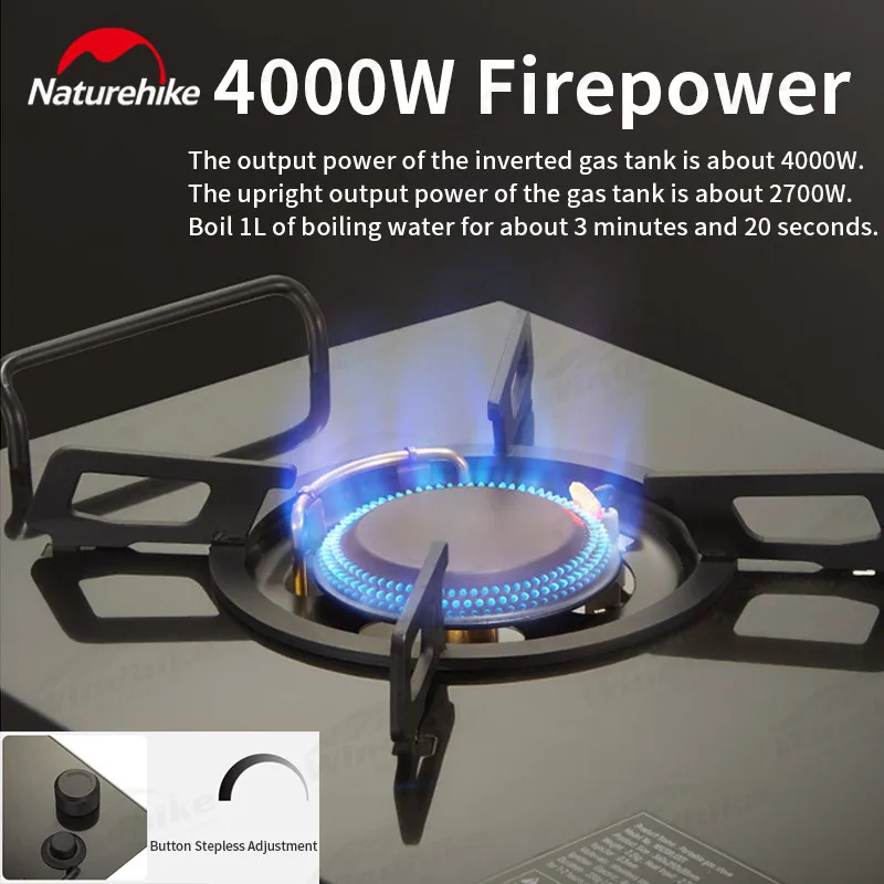 Naturehike Portable Folding 304 Stainless Steel Gas Stove 4000W High Firepower Camp Picnic Cooking Gas Furnace Match IGT Table