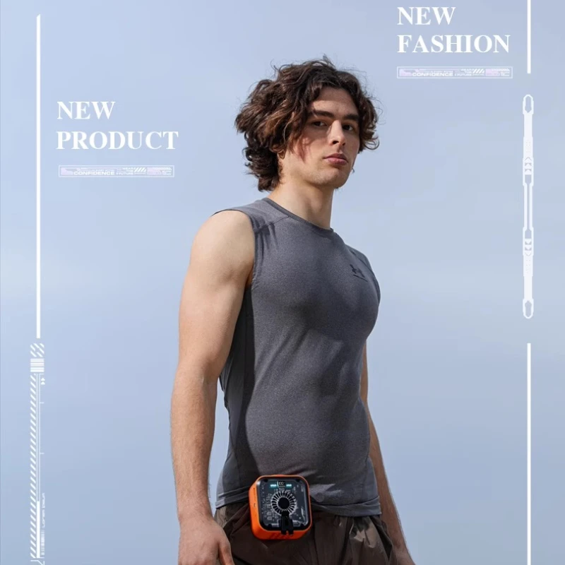 Solar-Powered Wearable Fan 5Speed Clip-On Cooling System with Replaceable Battery Ideal for Outdoor Activities/USB Rechargeable