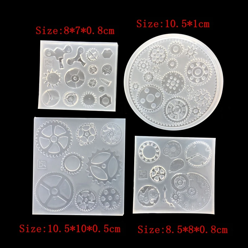 New 1PCS Gear Shape Charms Transparent UV Resin Liquid Silicone Combination Molds for Necklace Earring Making Jewelry