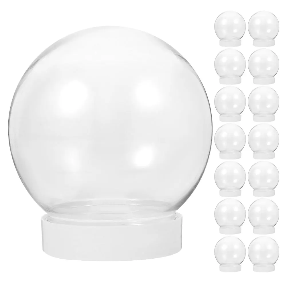 

15pcs Kit Snow Globe Diy 4 Inch Clear Plastic Globes Winter Snow Globe Craft Kit Transparent Diy Christmas Winter Decor