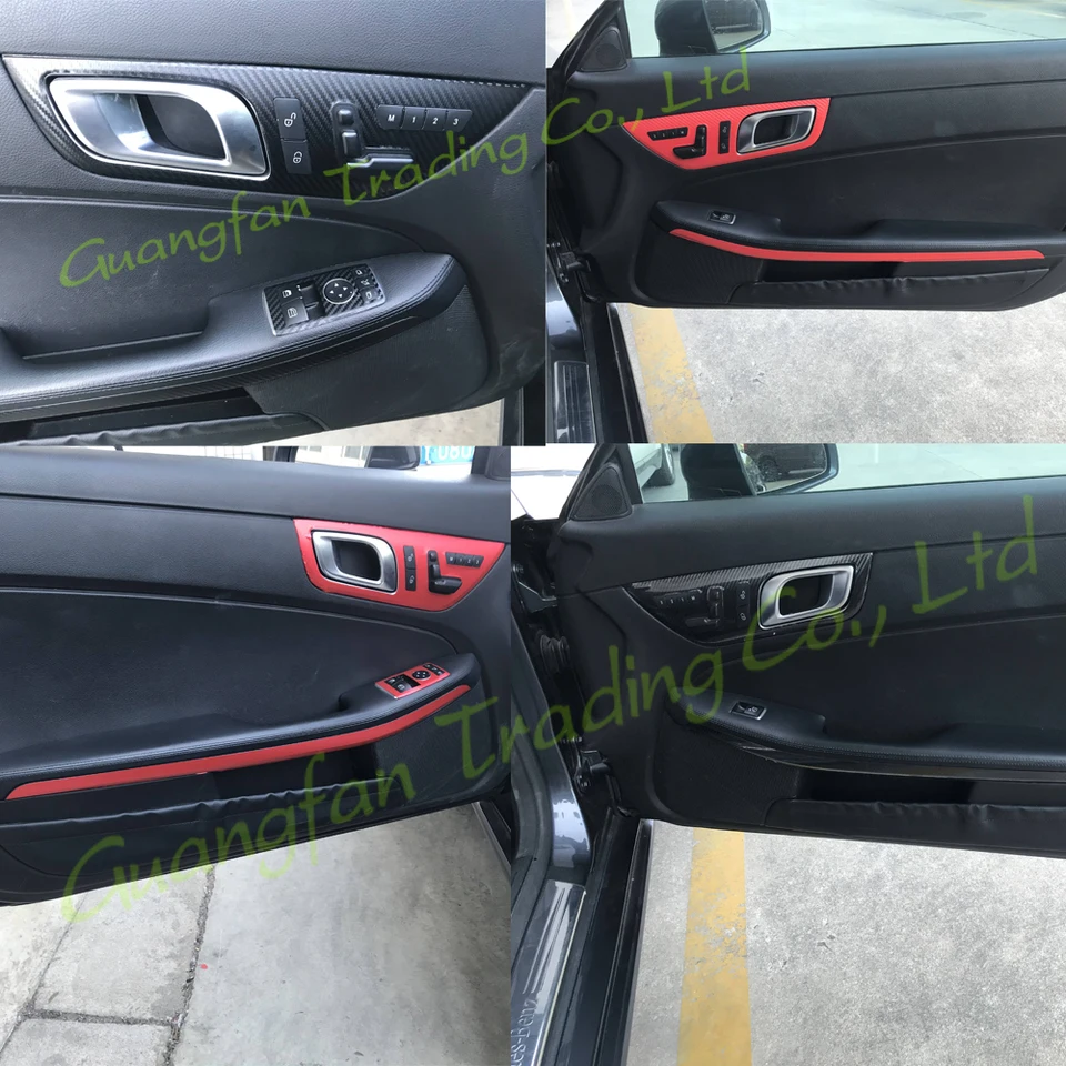 Carbon Fiber Pattern Interior DIY Trim Decals – For Mercedes Benz SLK R172 (5-Piece Set, Gloss Black)