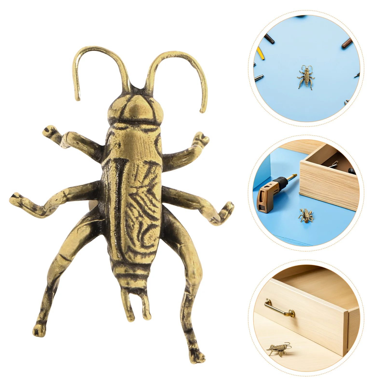 

Cricket Drawer Handle in Polished Brass - Artistic Vintage Pull Knob for Dresser and Cabinet - Decorative Furniture Hardware