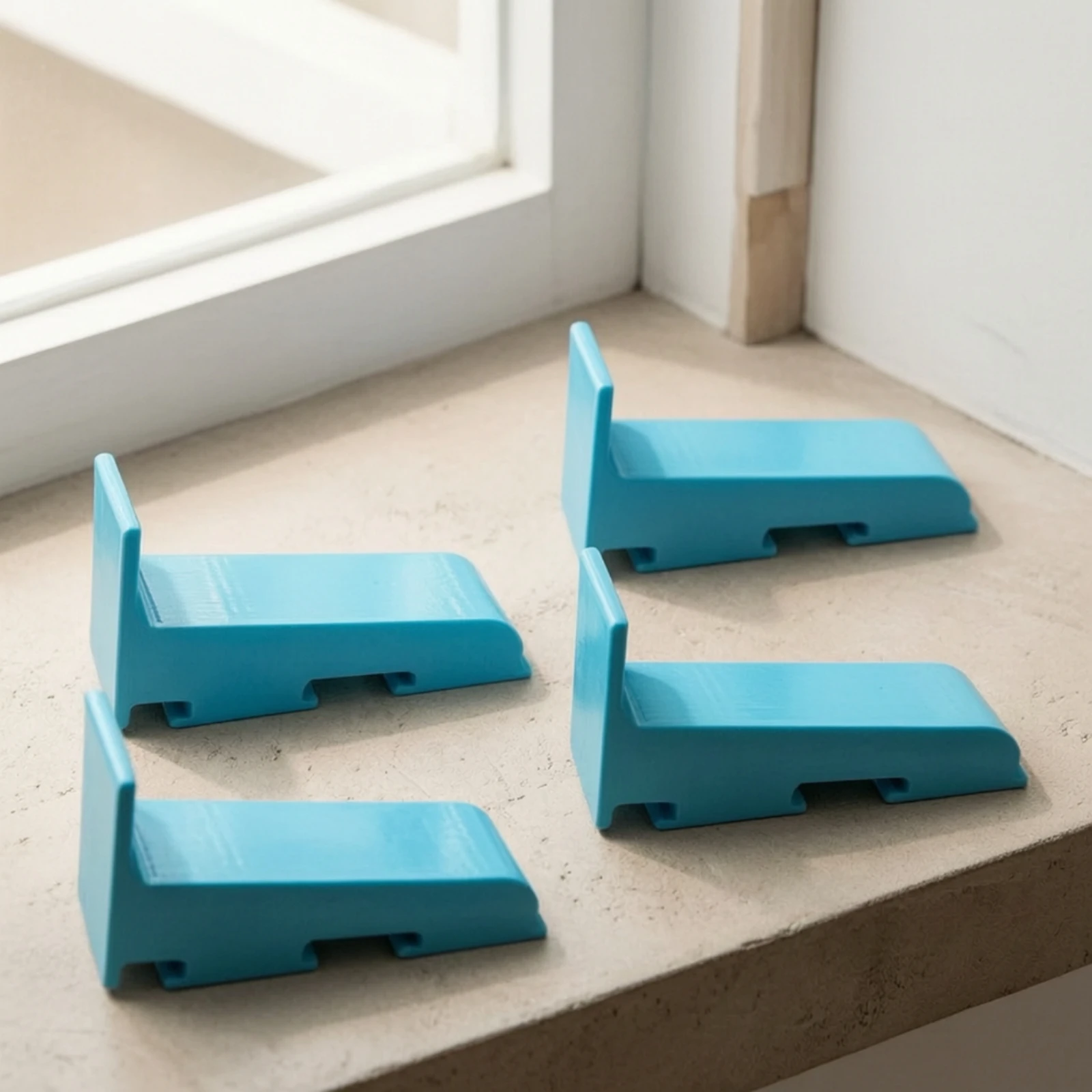 4 Pieces Blue Plastic Wall Track Bracket Space-Saving Wall-Mounted Track Support Bracket Sleek