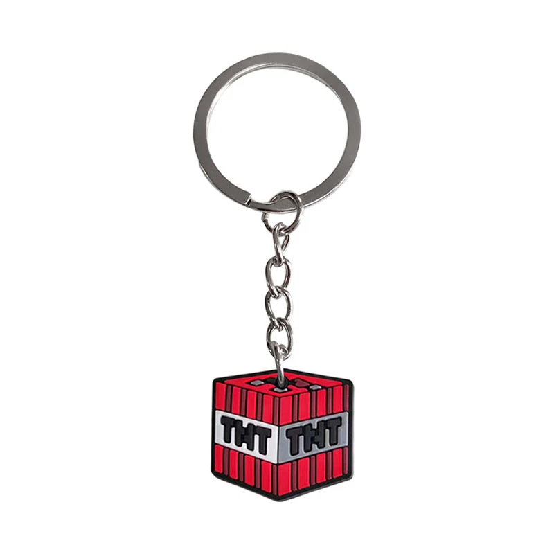 Minecraftion Keychain Figure Toys Pixel Keychain My World Cartoon Creeper Doll Silicone Pendant MC Keyring Car Backpack Key