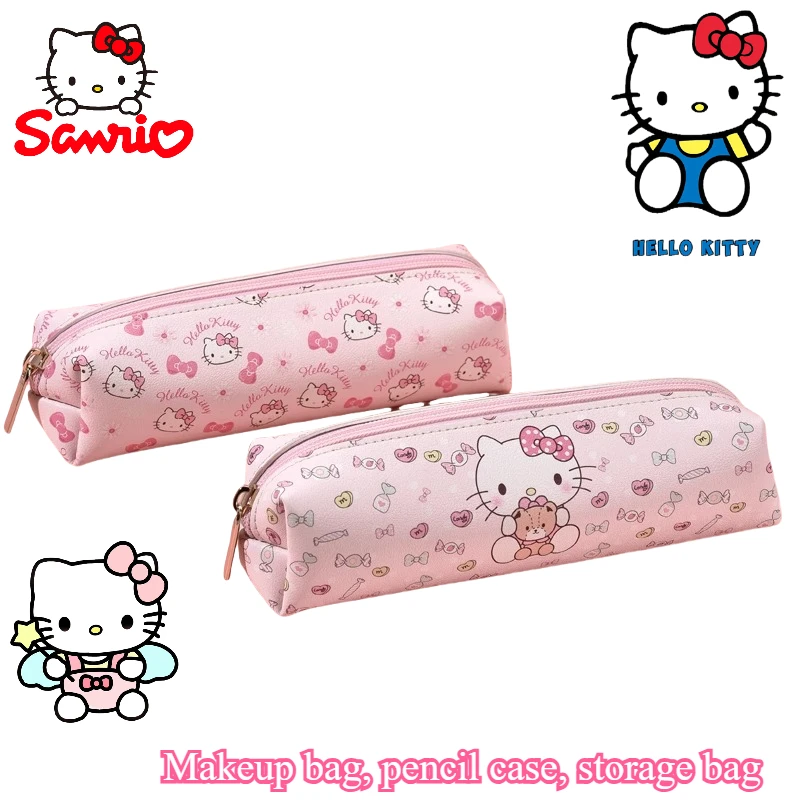 

Sanrio Hello Kitty new cartoon large capacity pencil case cute lead leather box cosmetics storage bag kawaii stationery gift