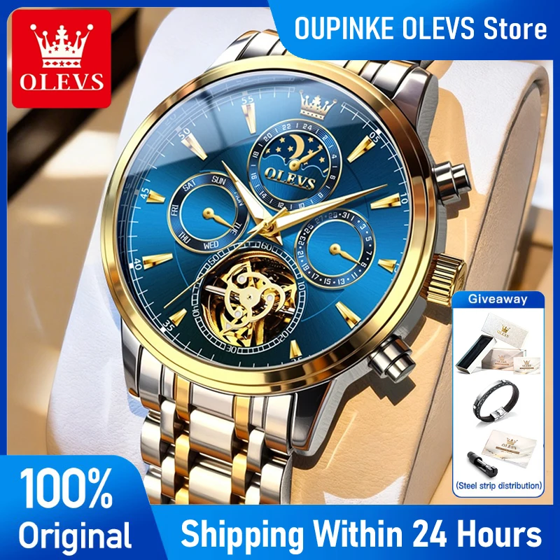 Skeleton Mechanical Watch - OLEVS 6746 Mens Watch LuxuryFlywheel Skeleton
