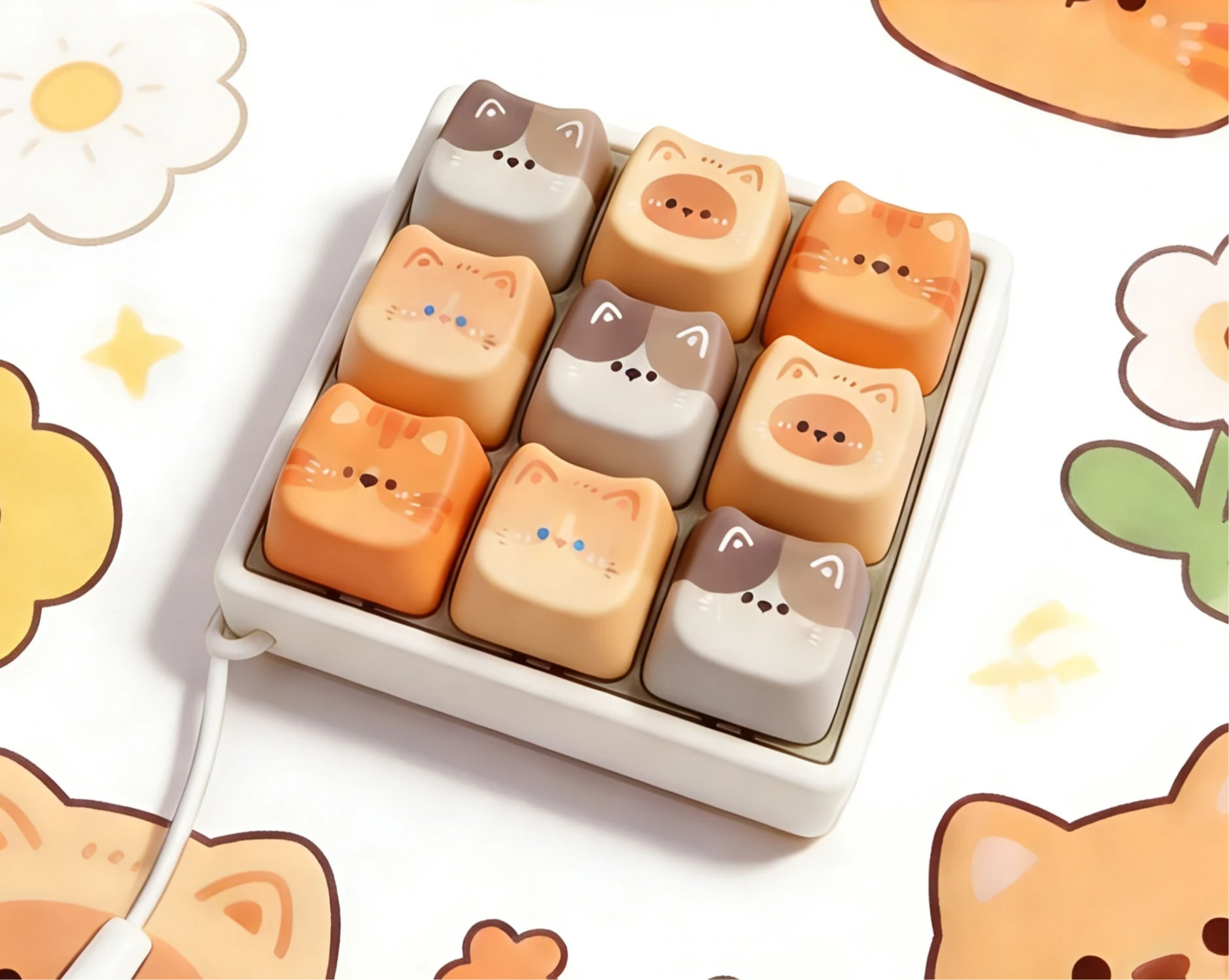 

3D-кейкап в виде милого котика, антистрессовая игрушка-фиджет, подвеска-тестер для механической клавиатуры