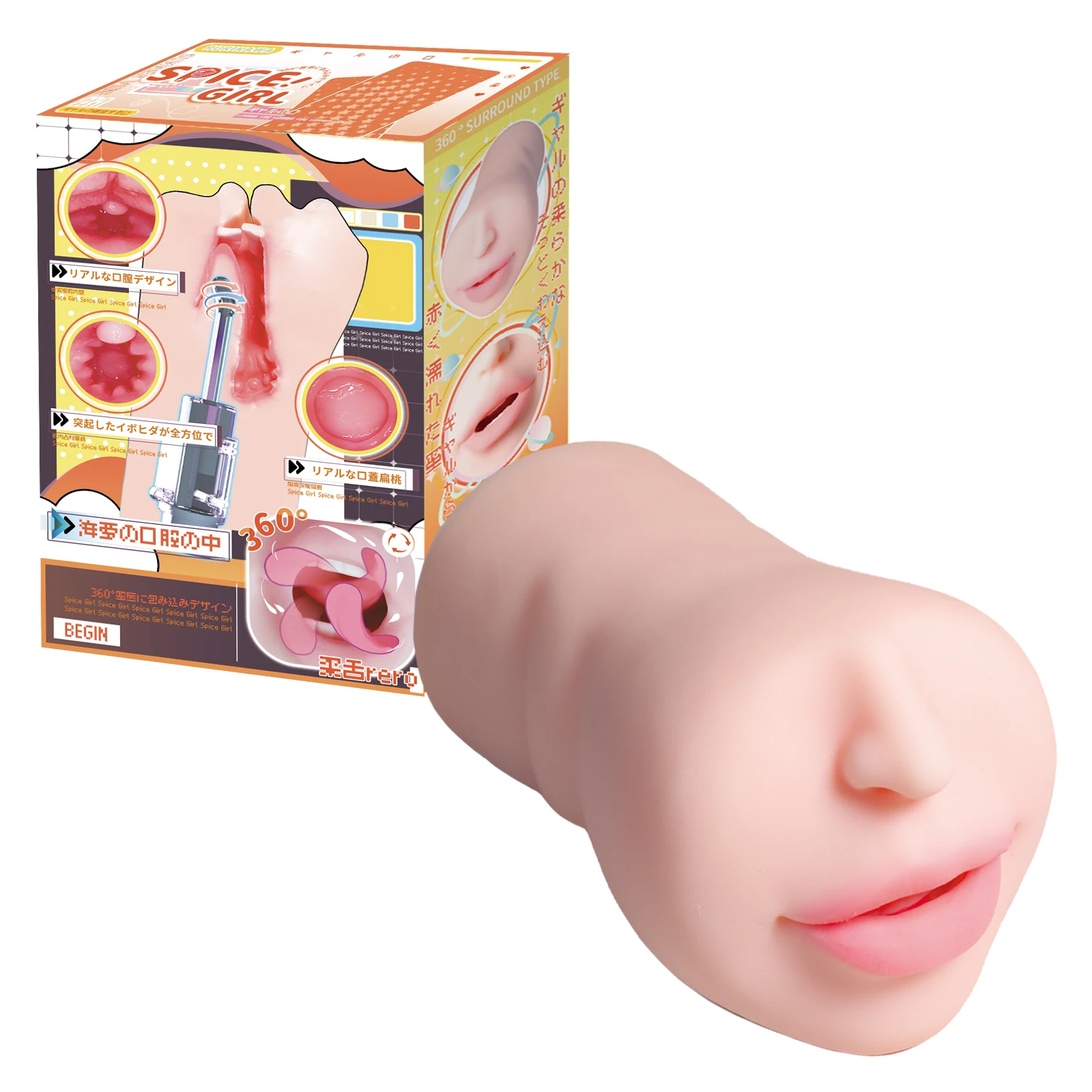 1PC Electric Rotating Tongue Male Masturbator Realistic Blowjob Oral Sex Toys for Men Anime Mouth with Soft Teeth Licking Tongue