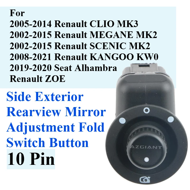 

For Renault CLIO MEGANE SCENIC KANGOO ZOE KW0 Seat Alhambra CAR Exterior SIDE WING MIRROR FOLD CONTROL SWITCH BUTTON REPAIR DIY