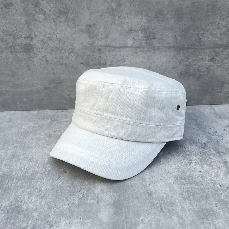 Women's Spring Summer White Distressed Flat Top Equestrian Newsboy Cap